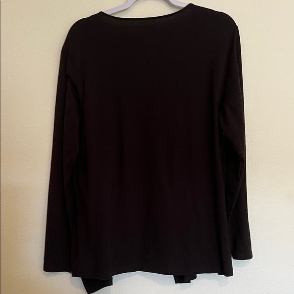 St. John's Bay Black Open Front Cardigan with Polka Dot Layer - Picture 2 of 3